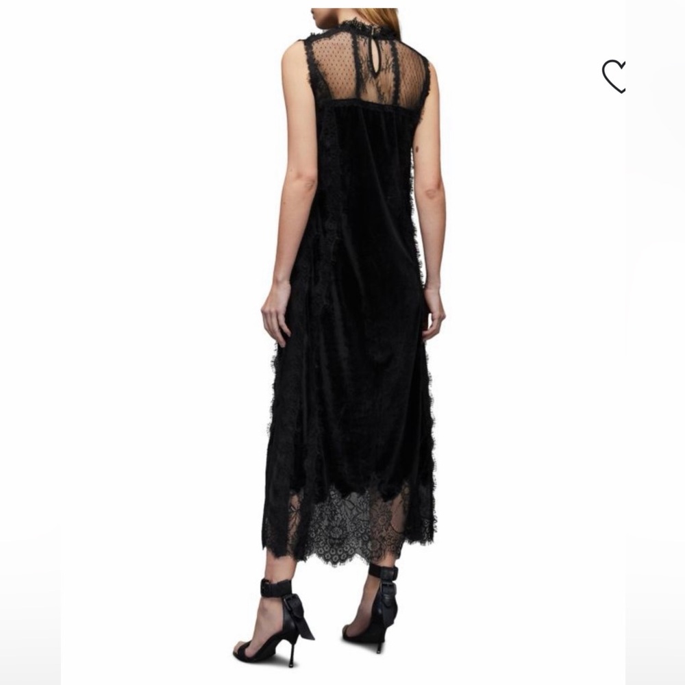 All Saints NWT 4 S Mila velvet lace maxi dress sleeveless flattering luxury - Picture 4 of 9